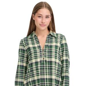 Ichi IHTAMANNA Green and Cream Plaid Dress, Size 36 (MED)